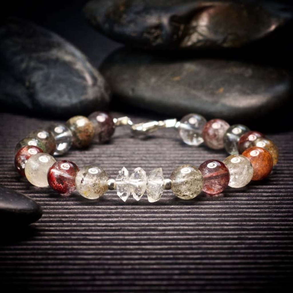 Phantom Quartz And Herkimer Diamond Bracelet - Handmade To Order